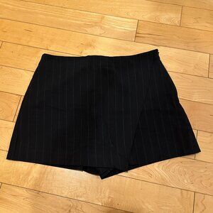 Navy Blue Striped Skorts, Shorts with Skirt Overlay Pull & Bear